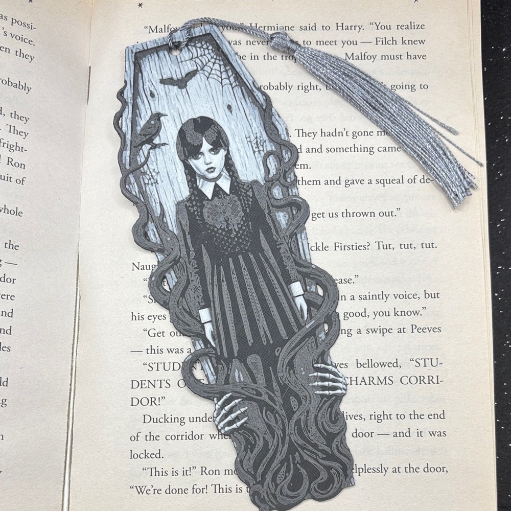 Wednesday Addams Gothic Bookmark with Tassel
